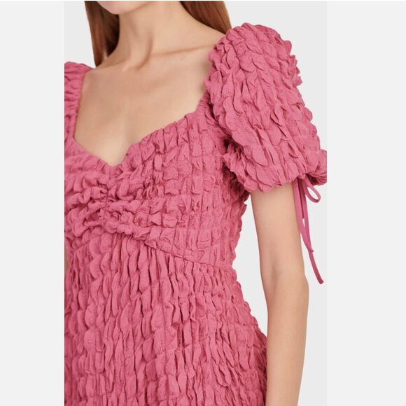 Endless Rose Textured Bubble Puff Sleeve Sweatheart Maxi Dress Mauve Dark Pink M - Picture 5 of 16